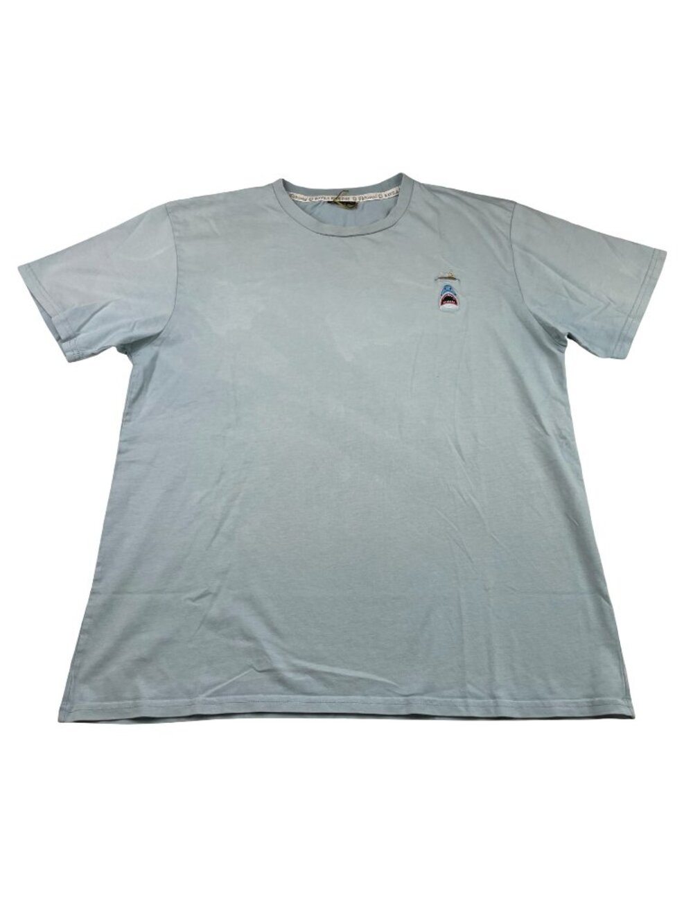Percival Men's Shark Boat Embroidered S/S T-Shirt Blue • Medium